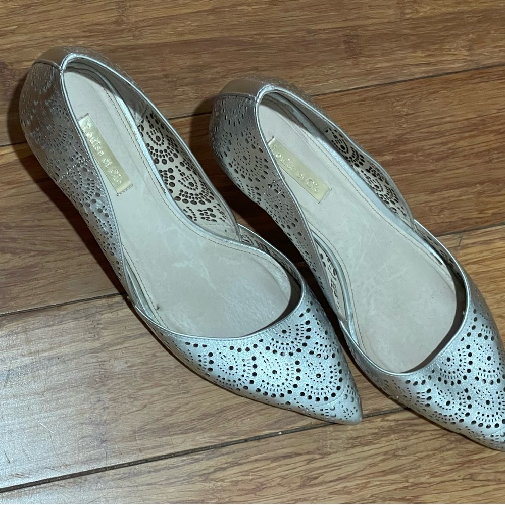 Elegant Silver Laser-Cut Women's Heels Kitten